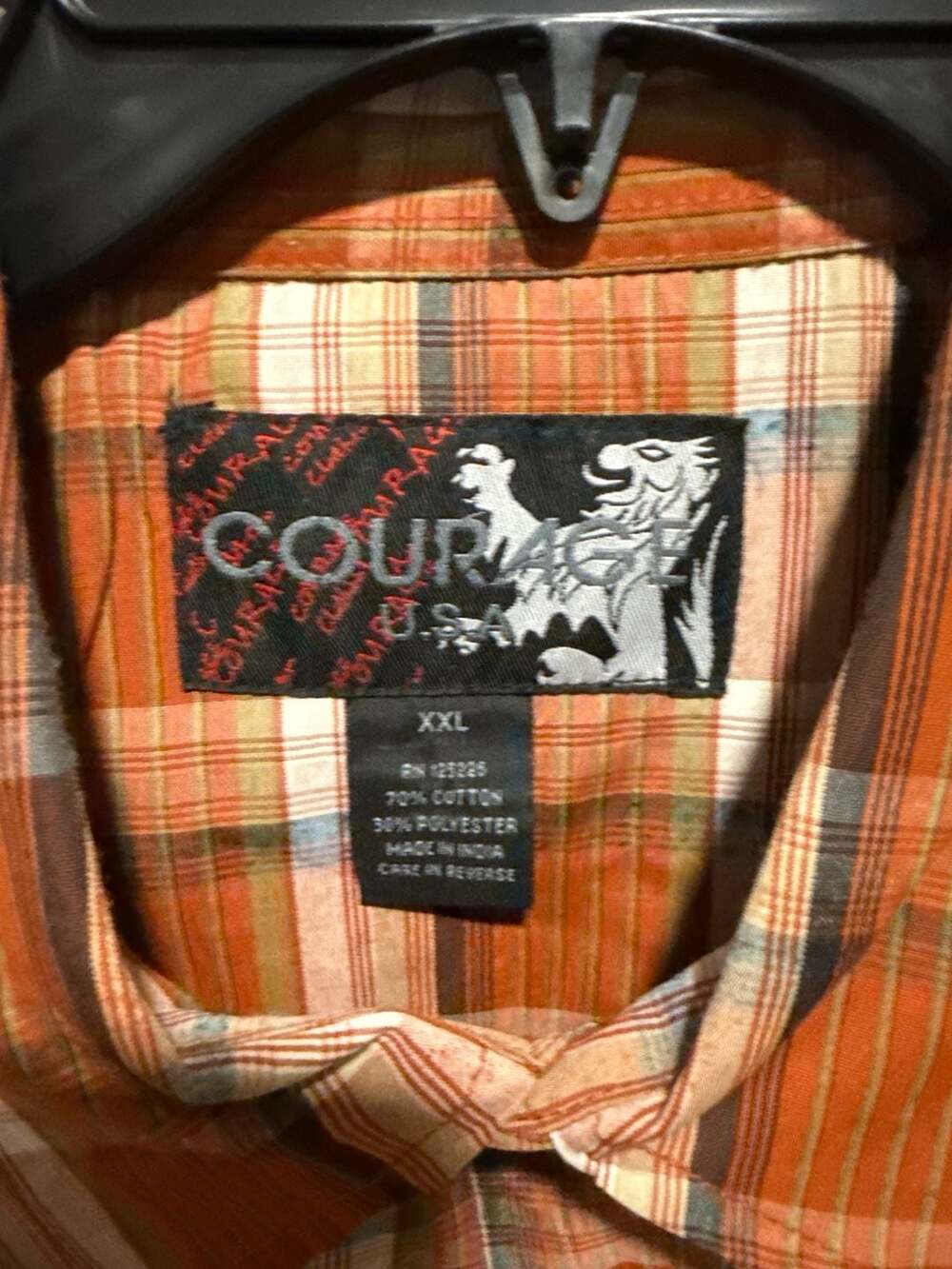 Courage Clothing Co. Men's Short Sleeve Plaid Button Down Shirt with Epaulettes - Picture 2 of 4